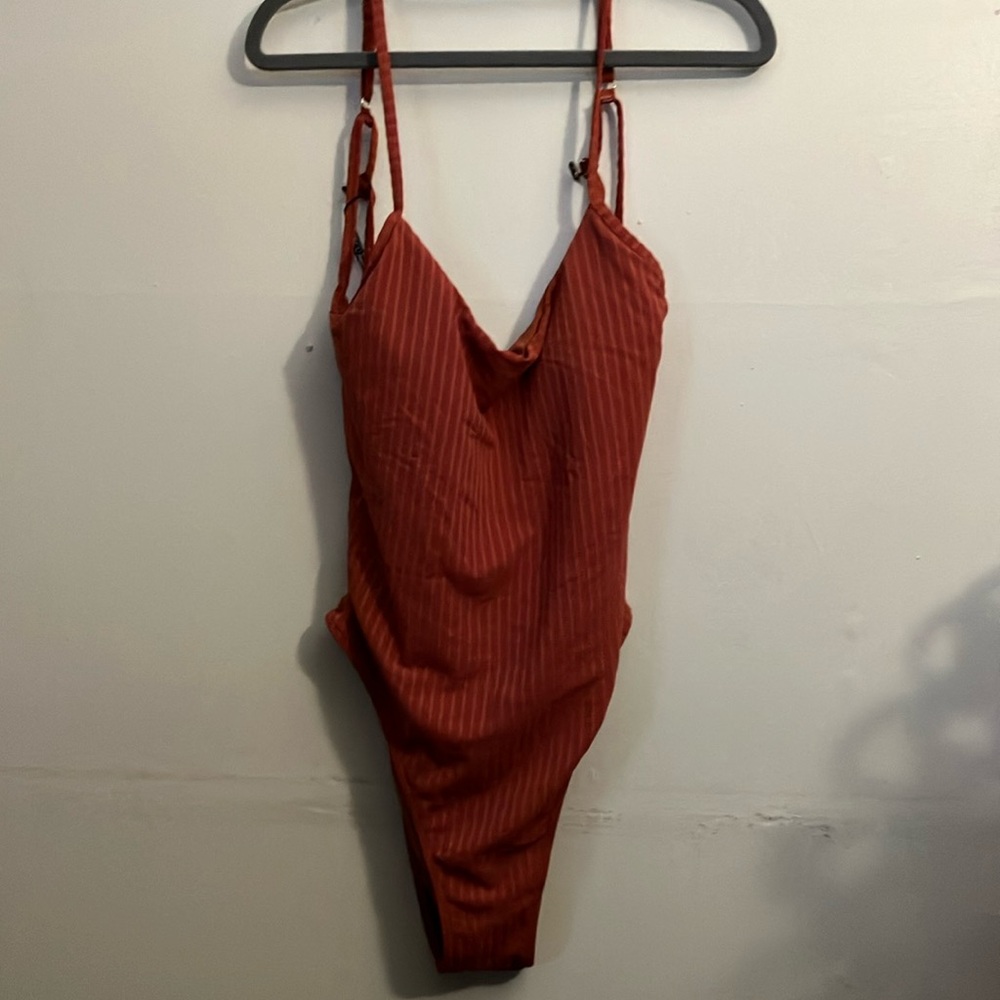 Rust Striped One-Piece Swimsuit